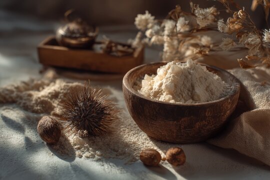 Tragacanth gum thoughtfully arranged with natural texture showcasing slow living lifestyle values perfect for eco-friendly product promotion and editorial content.