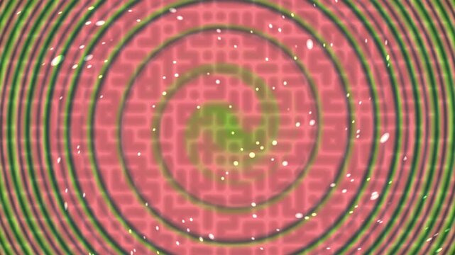 Abstract background featuring a pink and green spiral pattern with a textured brick overlay effect.