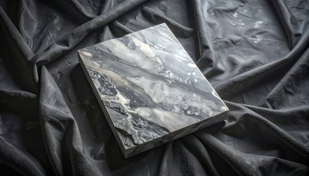 Grey and white marbled stone tablet.