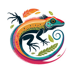 Fototapeta premium Colorful tropical fish illustration in circular frame
