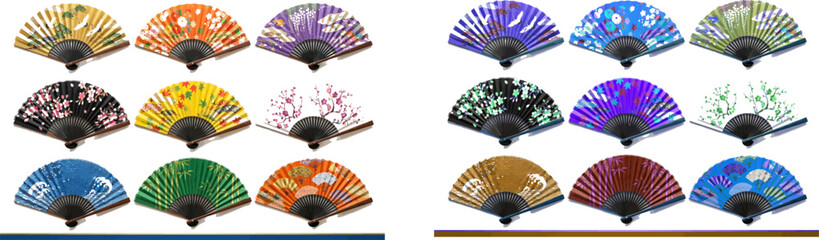 Vibrant handheld fans with diverse designs © Md Abujafor