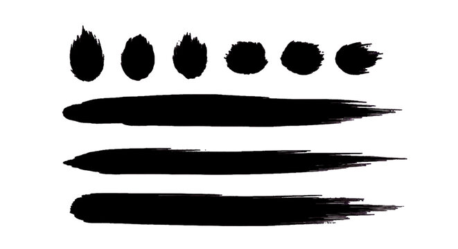 Minimal black silhouette icon, simple flat vector, bold black shape, no, no shading set of black ink brush strokes and paint splashes on a, flat icon style