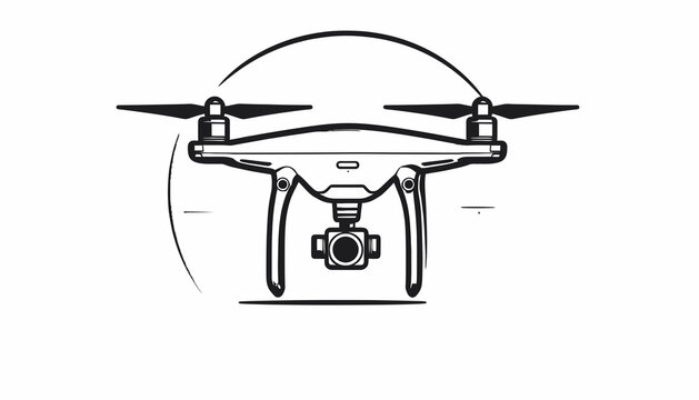 Drone with camera and propellers flying.