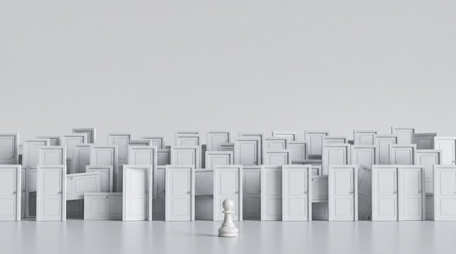 chess pawn multiple white doors