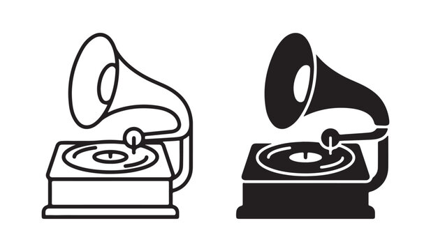 Vintage gramophone record player vector illustration isolated on white background