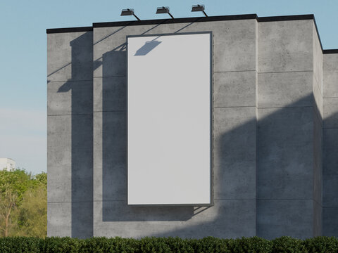 Blank White Billboard Large Panel Display Realistic Mockup 3D Render