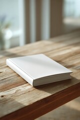 Fototapeta premium Close-up of a pristine white notebook front for clean manual cover design