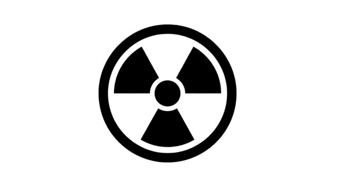 Minimal black silhouette icon, simple flat vector, bold black shape, no, no shading radioactive symbol icon, radiation hazard warning sign on a, flat icon style