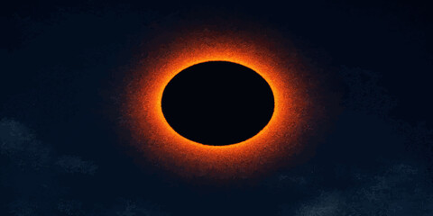 Total solar eclipse with red corona and distant planet in the sky astronomy celestial phenomenon universe alignment astronomical observation minimalist atmosphere exploration discovery © KHADIZA