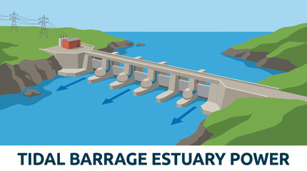 Tidal Barrage Estuary Power Generation Infrastructure © Bima