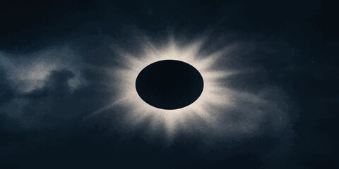 Obraz premium Total solar eclipse with dramatic sunburst and clouds celestial body science education sunburst astronomy totality celestial phenomenon darkness astrophysics atmosphere astrophotography