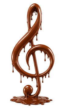 Chocolate Dripping Double Eighth Music Note Isolated on White Background
