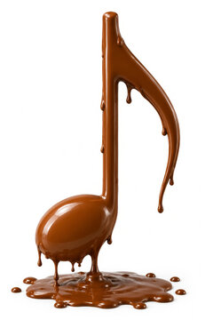 Chocolate Dripping Double Eighth Music Note Isolated on White Background