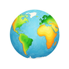 Naklejka premium Earth globe with continents highlighted in green isolated on transparent background