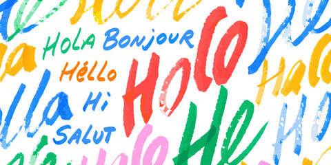 Colorful hand written greetings vector illustration with various languages © Nasir