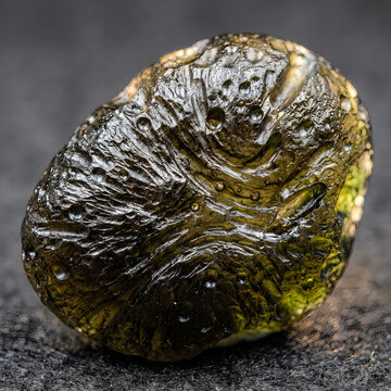 Raw Moldavite Gemstone, Textured Tektite Meteorite, Earthy Green Natural Mineral, Geological Specimen, Macro Photography