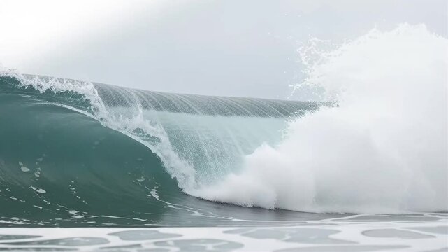 A powerful ocean wave crashes in a sequence of three dramatic moments.
