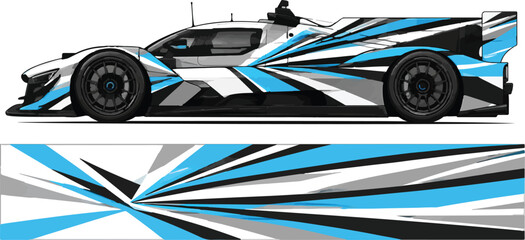 Naklejka premium Racing Car with Blue Black Design 6.
