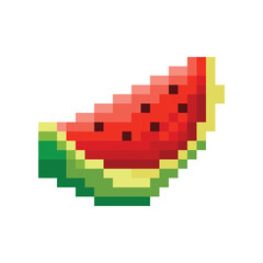 Fototapeta premium 8 bit sliced watermelon fruit food vector digital asset
