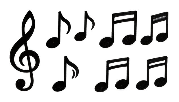 Artistic marker sketch music icons set isolated on white background