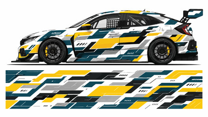 Fototapeta premium Racing Car with Colorful Geometric Pattern.