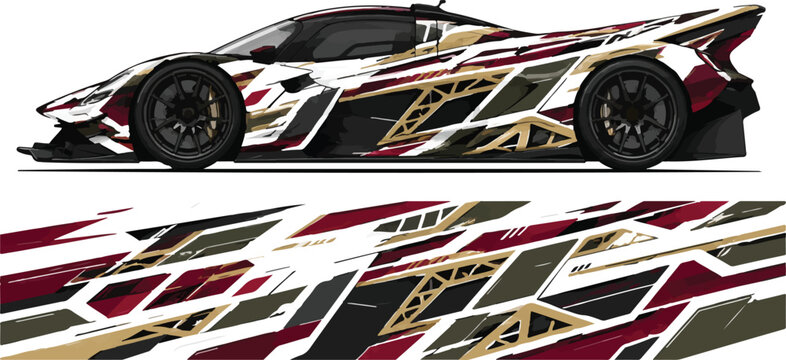 Racing car with colorful design.