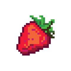 Fototapeta premium pixel art strawberry image with 8 bit old game style
