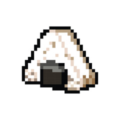 Fototapeta premium pixel art retro onigiri rice ball japanese food vector icon illustration