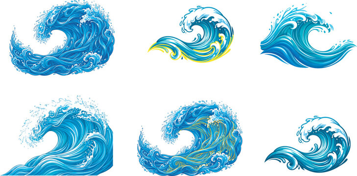 Majestic Ocean Wave Energy Splash Premium Vector Illustration