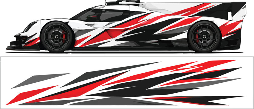 Racing Car with Red Black Decal.