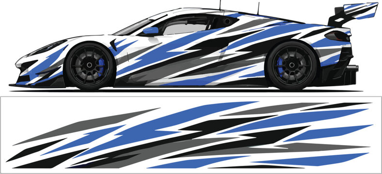 Blue Black and White Racing Car 1.