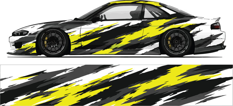 Black and yellow sports car design.