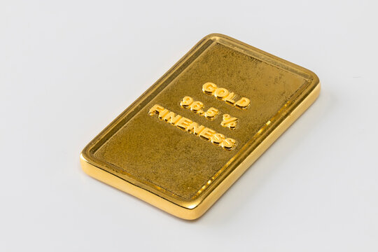 Gold bars 96.5% on a white background