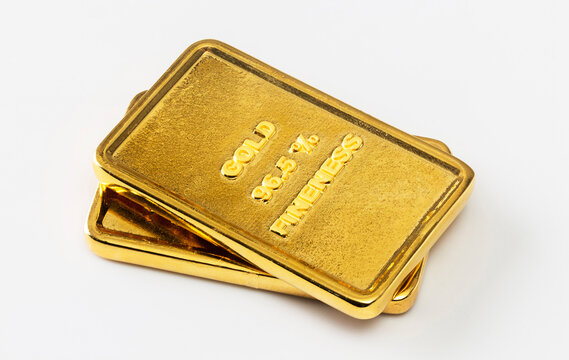 Gold bars 96.5% on a white background