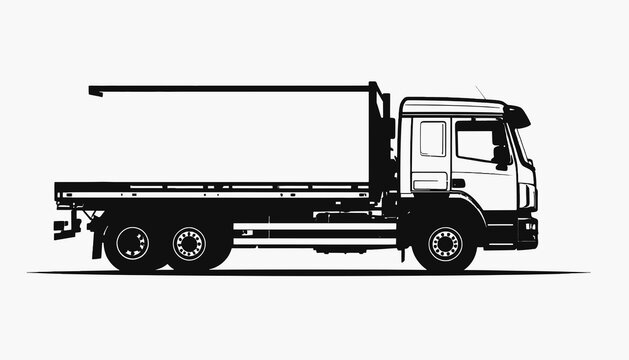 Large truck with flatbed trailer.