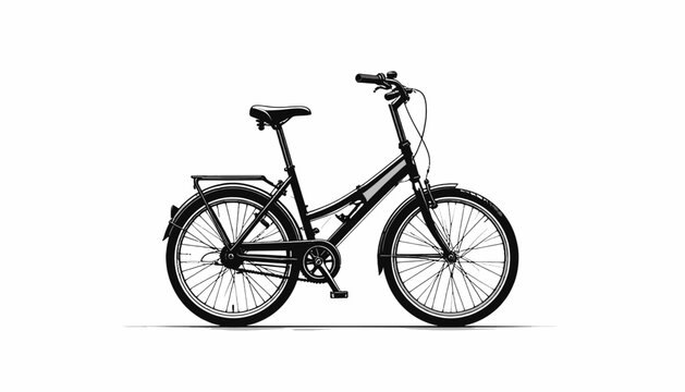 Black bicycle with two wheels.