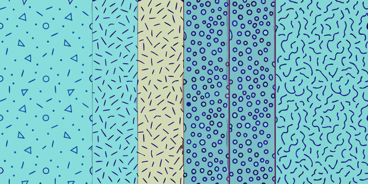 Geometric pattern collection with retro 1990s style and colorful backgrounds