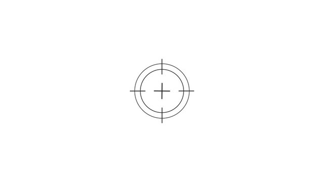 white crosshair targeting reticle with circular scale markings on a black background aiming scope 4k animated