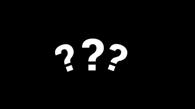 Question marks animated on a black background