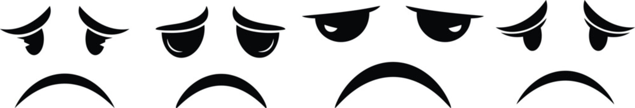 Sad and Depressed Cartoon Face Expression Vector Pack for Emotional Emoticon Design Elements