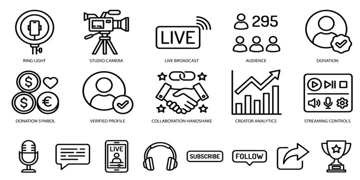 Live Streaming Icon Set