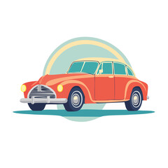 Fototapeta premium Flat illustration of a vintage red car