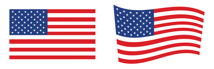 Fototapeta premium American flags with stars and stripes on white background