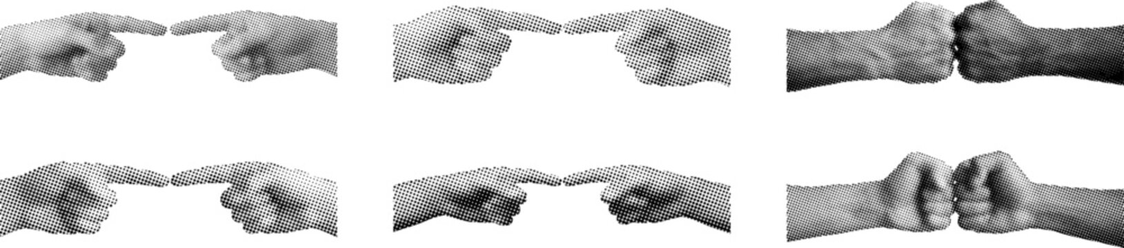 Set of various hands pointing and gesturing in different directions and positions