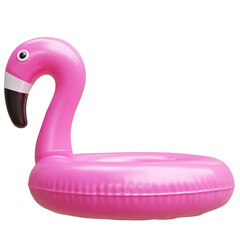 Pink inflatable flamingo pool float toy isolated on white, transparent, summer vacation swimming © Rawf8