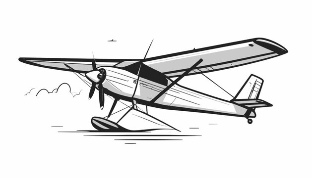 Vintage Biplane Aircraft Illustration.
