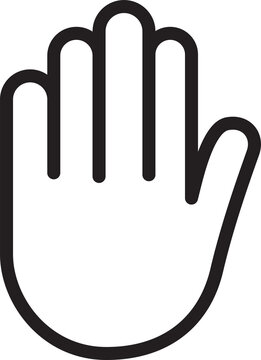 Black outline icon of an open human hand isolated on transparent background