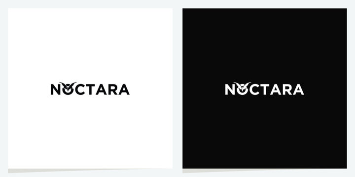 Noctara Hidden Bat Wordmark Logo.Premium wordmark logo featuring a hidden bat symbol integrated into custom lettering through negative space.