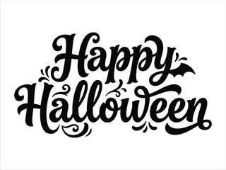 Obraz premium Elegant happy halloween calligraphy with bat silhouette