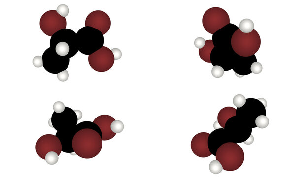 3D Render Lactic Acid Molecular Structures C3H6O3 Skincare Cosmetics Food Additive Chemical Compound Scientific Visualization Lab Research Pharmaceutical Industry Bioplastic Production Organic, Atoms